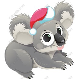 Adorable Koala in Santa Hat