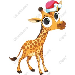 Whimsical Giraffe with Santa Hat