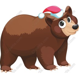 Cheerful Bear with Santa Hat