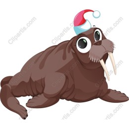 Festive Walrus with Santa Hat