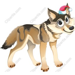 Cheerful Santa Hat Wolf