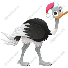 Festive Cartoon Ostrich
