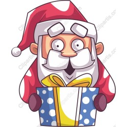 Cheerful Santa with Gift