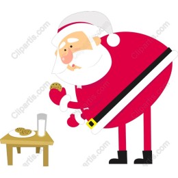 Whimsical Santa Claus Enjoying Cookies