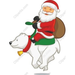 Joyful Santa Riding Polar Bear