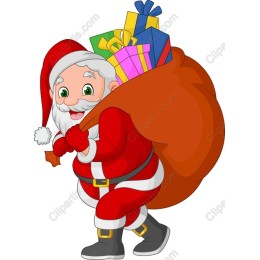 Cheerful Santa Claus with Gifts