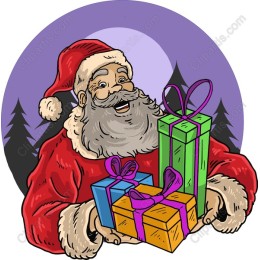Jolly Santa Claus Holding Gifts