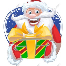 Cheerful Santa Claus with Gift