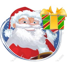 Cheerful Santa Claus with Gift