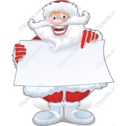 Cheerful Santa Claus with Blank Sign