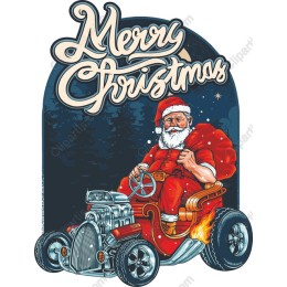 Merry Christmas Santa Hot Rod