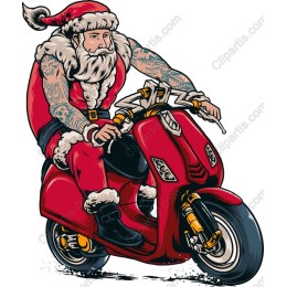 Tattooed Santa Claus on Scooter