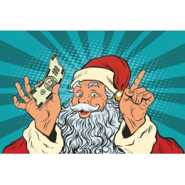 Jolly Santa Claus with Dollar Bill