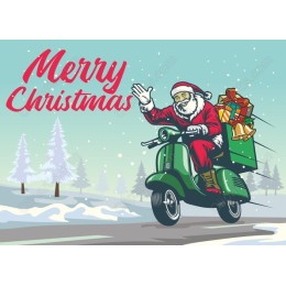 Festive Santa on Scooter