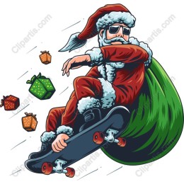 Skateboarding Santa Claus