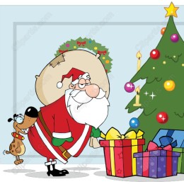 Festive Santa Claus and Dog
