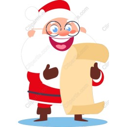 Cheerful Santa with Scroll