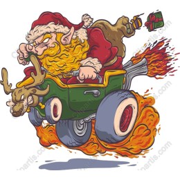 Speedy Santa Claus in Mini Car