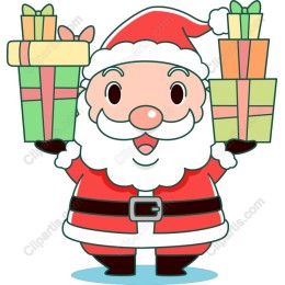 Cheerful Santa Claus Holding Gifts