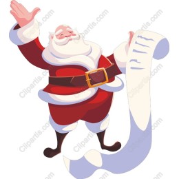 Cheerful Santa Claus with Scroll