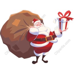 Santa Claus with Gift and Sack