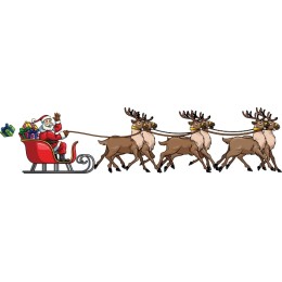 Joyful Santa Claus and Reindeer Sleigh