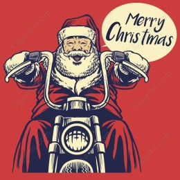 Merry Christmas Santa on Motorcycle