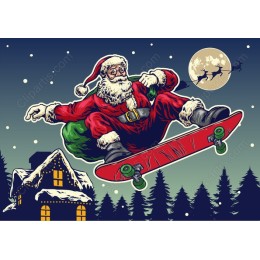 Skateboarding Santa Claus