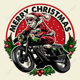 Merry Christmas Santa on Motorcycle