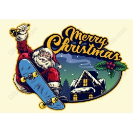 Merry Christmas Skateboarding Santa