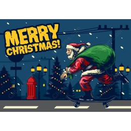 Merry Christmas Skateboarding Santa