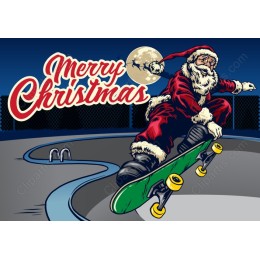 Santa Skateboarding Christmas