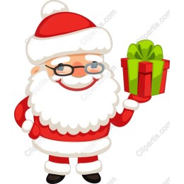 Cheerful Santa Claus with Gift