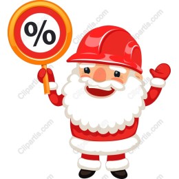 Cheerful Santa Claus with Discount Sign