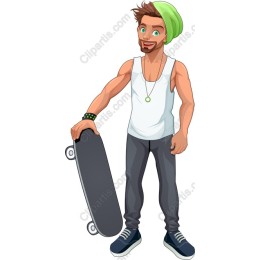 Trendy Young Man with Skateboard