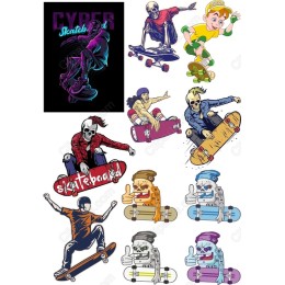 Skateboard Vintage Clipart Set - Dynamic