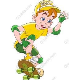 Cheerful Skateboarding Boy
