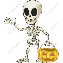 Halloween Skeleton with Pumpkin Basket