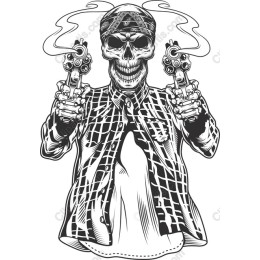 Edgy Skull with Pistols