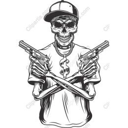 Edgy Skull with Guns