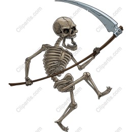 Playful Skeleton Wielding Scythe