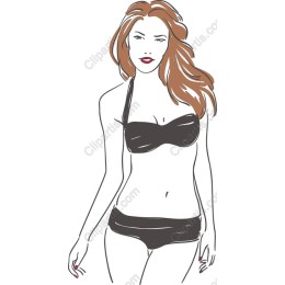 Chic Woman in Black Bikini