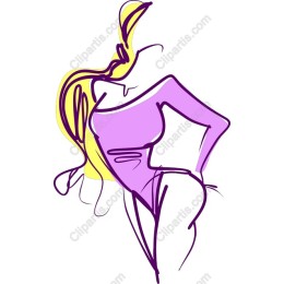 Chic Line Drawing of a Fashionable Woman
