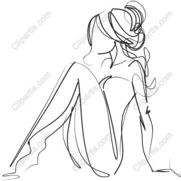 Elegant Line Drawing - Seated Figure