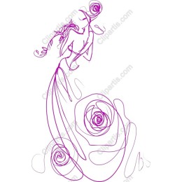Elegant Abstract Line Art with Roses