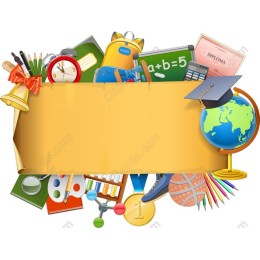Educational with Banner and School Supplies