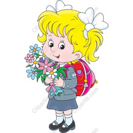 Charming Schoolgirl with Flowers