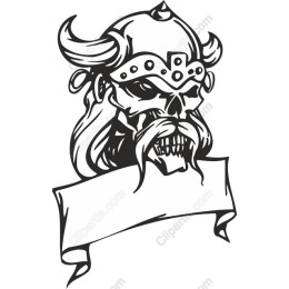 Viking Skull with Customizable Banner