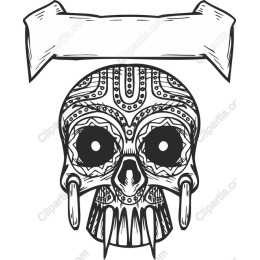 Tribal Skull with Customizable Banner