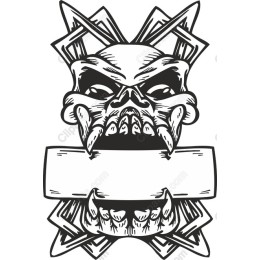Menacing Skull with Custom Banner Area